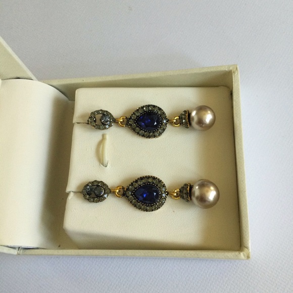 Vtg Style Boho Ethnic Water-drop Crystal Rhinestone Faux Pearl Dangling Earrings - Picture 9 of 14